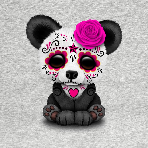 Pink Day of the Dead Sugar Skull Panda by jeffbartels